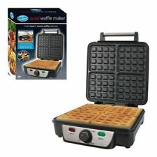 Belgian Quad Waffle Maker Machine Large 4 Slice Non Stick Iron Press 1100w Watt, used for sale  Shipping to South Africa