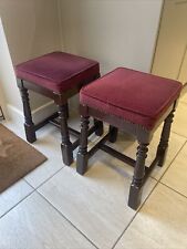 Two Upholstered Square Pub Stools Vintage Classic Pattern Pub Bar Stools for sale  Shipping to South Africa