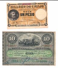 SPANISH BANKNOTE PUERTO-RICO 1 PESO 1895 aUNC+ KUBA 10 PESOS 1898 ttb+ topVALUE+ segunda mano  Embacar hacia Mexico