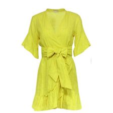 Mini vestido Tanya Taylor envoltório conhaque amarelo limão tamanho 8 festa com babado comprar usado  Enviando para Brazil