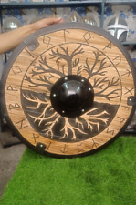 Medieval Warrior Wooden Viking Round Shield Face new replica shield 24'' comprar usado  Enviando para Brazil