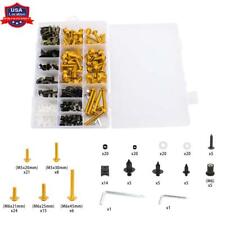 195Pcs M6 Motorcycle Fairings Bolts Kits Fastener Clips Screw Spring Nuts Gold, used for sale  USA