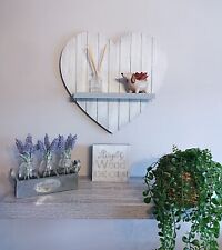 Wooden Rustic Heart Shelf Shabby Chic Grey Home Decor for sale  BASILDON