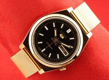 Usado, Relógio de pulso masculino vintage antigo Seiko 5 preto automático japonês 37,5 mm comprar usado  Enviando para Brazil