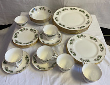 Vintage Gainsborough bone china x36 piece Dinner Service / Set. Green leaves for sale  LEEDS