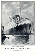 Used, Cosulich Line Trieste S.S. Saturnia Vulcania Postcard 3.5"x5.5" c.1910 for sale  Shipping to South Africa