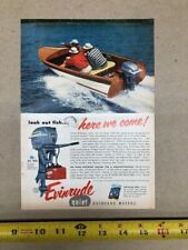 1954 Evinrude Big Twin 25hp outboard boat motor--full-color vintage '54 ad--nice for sale  Shipping to South Africa
