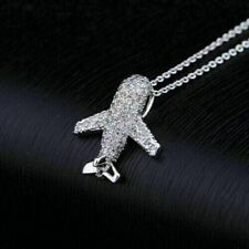 Aeroplane Beauty Pendant Round Cut Simulated Diamond In 14K White Gold Plated for sale  Shipping to South Africa