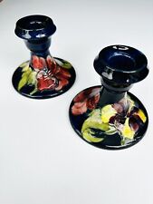 Used, Antique Moorcroft Pottery Cobalt Blue Pair of Candle Holders Hibiscus Pattern for sale  Shipping to South Africa