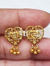 22ct Gold Plated Indian Traditional Heart Stud Earrings With Screw Lock  for sale  WOLVERHAMPTON