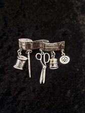 Sewing Charm Brooch Silver Tone Vintage Inspired  for sale  Shipping to South Africa