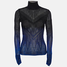 Roberto Cavalli Black/Blue Gradient Perforated Knit Jumper S for sale  Shipping to South Africa