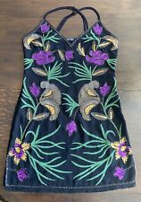 Nasty Gal Studio Womens Dress 6 Embellished Floral Beaded Mini Black Slip Sequin for sale  Shipping to South Africa