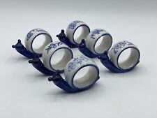 Set Of Six Porcelain Hand Painted Blue & White Snail Napkin Holders for sale  Shipping to South Africa