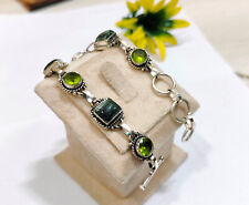 Used, Two Stone Bracelet Seraphinite & Peridot  925 Sterling Silver Handmade Bracelet for sale  Shipping to South Africa