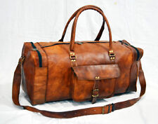 Used, Men Genuine Leather Outdoor Gym Duffle Bag Travel Weekender Overnight Luggage for sale  Shipping to South Africa