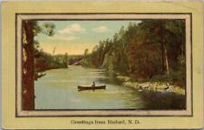 Cartão postal BINFORD, Dakota do Norte cena do rio/barco canoa - 1913 Cancelar comprar usado  Enviando para Brazil