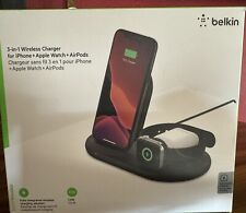 Belkin 3-in-1 Fast Charging Stand for iPhone/Watch/AirPods (OPEN BOX/Black) for sale  Shipping to South Africa