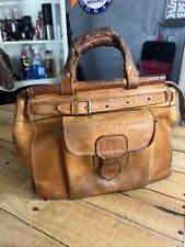 Bolsa de mão de couro natural vintage Chaco marrom bolsa satchel quebrada desgastada, usado comprar usado  Enviando para Brazil