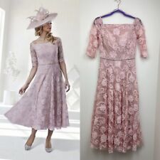 Veromia Mother Of The Bride/groom Pink Midi Lace Dress Size 8, used for sale  Shipping to South Africa