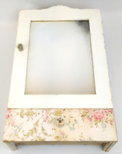 Antique Hanging Wall Mirror Cupboard Wood Medicine Cabinet w/Drawer White Shabby for sale  Shipping to South Africa