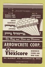Matchbook Cover - Arrowcrete Flooring Roof Slabs concrete Columbus OH 40 Strike for sale  Shipping to South Africa
