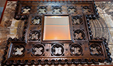 Panel de tracería de cuatro hojas gótico tallado en madera de roble del siglo XV espejo antiguo del siglo XIX segunda mano  Embacar hacia Argentina