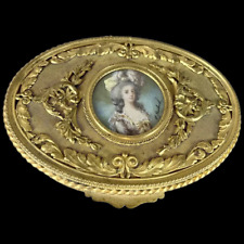 Gilded Elegance: 19th Century French Jewelry Box with Hand-painted Portrait for sale  Shipping to South Africa