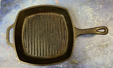Vintage Lodge Cast Iron Grill Frying Skillet Griddle Fry Pan Square 10.5” USA for sale  Shipping to South Africa