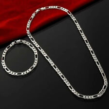Juego de pulsera y collar de joyería de plata esterlina 925 de 4 mm para hombres y mujeres segunda mano  Embacar hacia Argentina