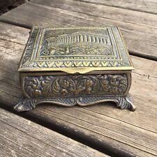 Old Vintage Brass Greece Athens Acropolis Parthenon Trinket Cigarette Table Box for sale  Shipping to South Africa