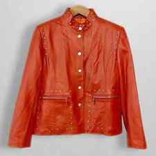 Pamela McCoy Rust Colored Silver Studded Leather Jacket Women’s Size Large EUC for sale  Shipping to South Africa