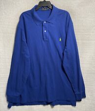 Polo Ralph Lauren Polo Mangas Largas Azul Liso Pony Neón Hombres 2XB Cuello Grande segunda mano  Embacar hacia Argentina