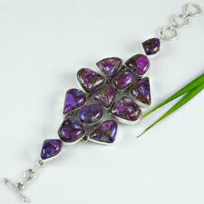 Natural Morado Cobre Gema Turquesa Cadena Boho Pulsera 925 Plata D7 segunda mano  Embacar hacia Argentina