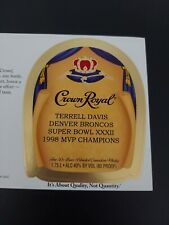1 etiqueta personalizada de whisky Crown Royal Terrell Davis Super Bowl XXXII MVP Broncos  segunda mano  Embacar hacia Argentina