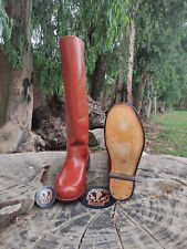 Botas militares largas de cuero hechas a mano marrón bronceado con suela de cuero. botas de montar segunda mano  Embacar hacia Argentina