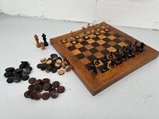 ANTIQUE CHESS BOARD & CHESS SET - WITH DRAUGHTS ETC - GOOD QUALITY for sale  Shipping to South Africa