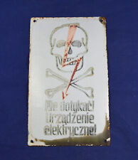 Placa de metal vintage polonês perigo esmalte porcelana cabeça de morte industrial caveira, usado comprar usado  Enviando para Brazil
