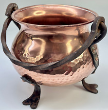 VINTAGE FRENCH 3 LEG SMALL HAMMERED COPPER CAULDRON PLANTER POT for sale  Shipping to South Africa