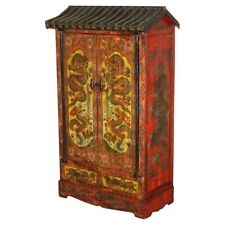 GUARDA-ROUPA SUPERIOR PAGODE PINTADO DRAGÕES VERMELHOS CHINESES VINTAGE TAMANHO COMPLETO COM GAVETAS comprar usado  Enviando para Brazil