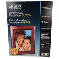 Papel fotográfico Epson Ultra Premium brillante 8,5"" x 11"" aproximadamente 45 hojas *caja abierta*, usado segunda mano  Embacar hacia Argentina