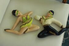 Vintage COUPLE 1950s Ballet Dancers Mid Century Set Wall Art Decor Chalkware for sale  Shipping to South Africa
