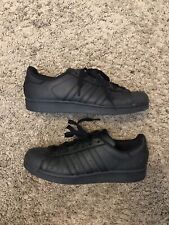Used, Adidas Men’s All Black Superstar Sneakers Size 9 (AF5666) for sale  Shipping to South Africa