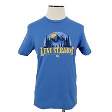 Camiseta masculina Levis Strauss azul montanha logotipo manga curta gráfica média, usado comprar usado  Enviando para Brazil