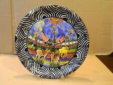 Penzo Zimbabwe Africa 12 1/2" Hand Made & Painted Plate 4 Different Animals '98 for sale  Shipping to South Africa