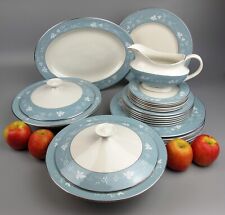Royal Doulton Dinner Service Set "Reflection" 6 place setting. Blue. Bone china. for sale  Shipping to South Africa
