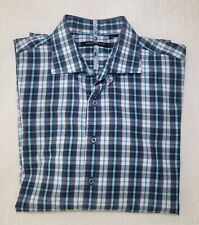 Camisa masculina feita em martelo 42/16,5 azul turquesa xadrez botão para cima slim fit comprar usado  Enviando para Brazil