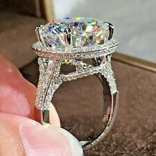 5Ct Round Cut Lab Created Diamond Halo Engagement Ring In 14K White Gold Plated, used for sale  Shipping to South Africa