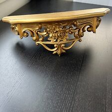 Vintage Syroco Gold Wall Shelf w/detailed flowers Made in USA 19"x8"x6.5", used for sale  Shipping to South Africa