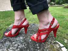Lindas Sandálias Sapatos de Corte Couro Vermelho Prostituta Tamanho 40 Fr US8 Estado Perfeito, usado comprar usado  Enviando para Brazil